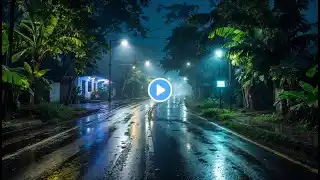 Very Heavy Rain on Spooky Road with Intense Thunderstorm Sounds - Thunder and Rain Sounds for Sleep