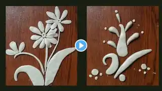 2 easy wallputty flower craft making || Easy white cement artwork |  Wallputty wall hanging  making.