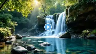 Piano Music & Forest Waterfall | Serene Nature Ambience for Stress Relief, Sleep, Spa & Meditation