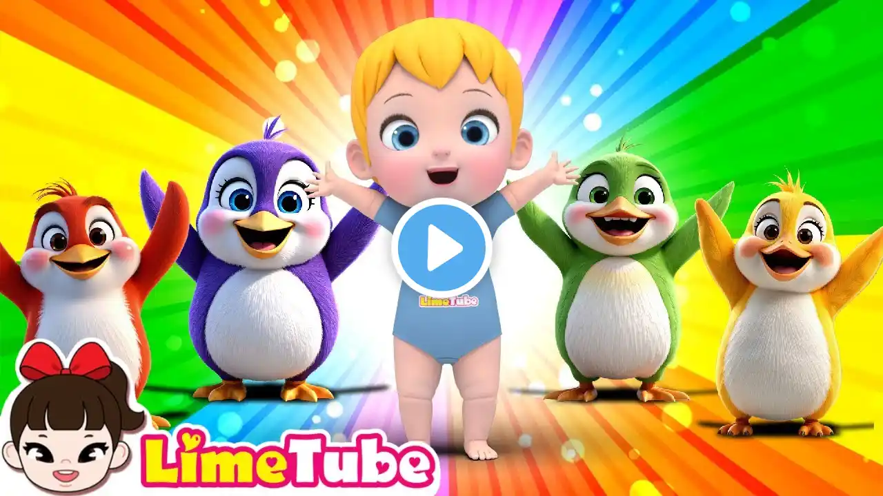 Five little penguins Jumping on the ice + Nursery Rhymes & Kids Songs | Kindergarten | LimeAndToys