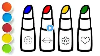 New 4 Lipstick Drawing, Coloring and Painting for Kids | Make up drawing‪@Shapeoholic1‬