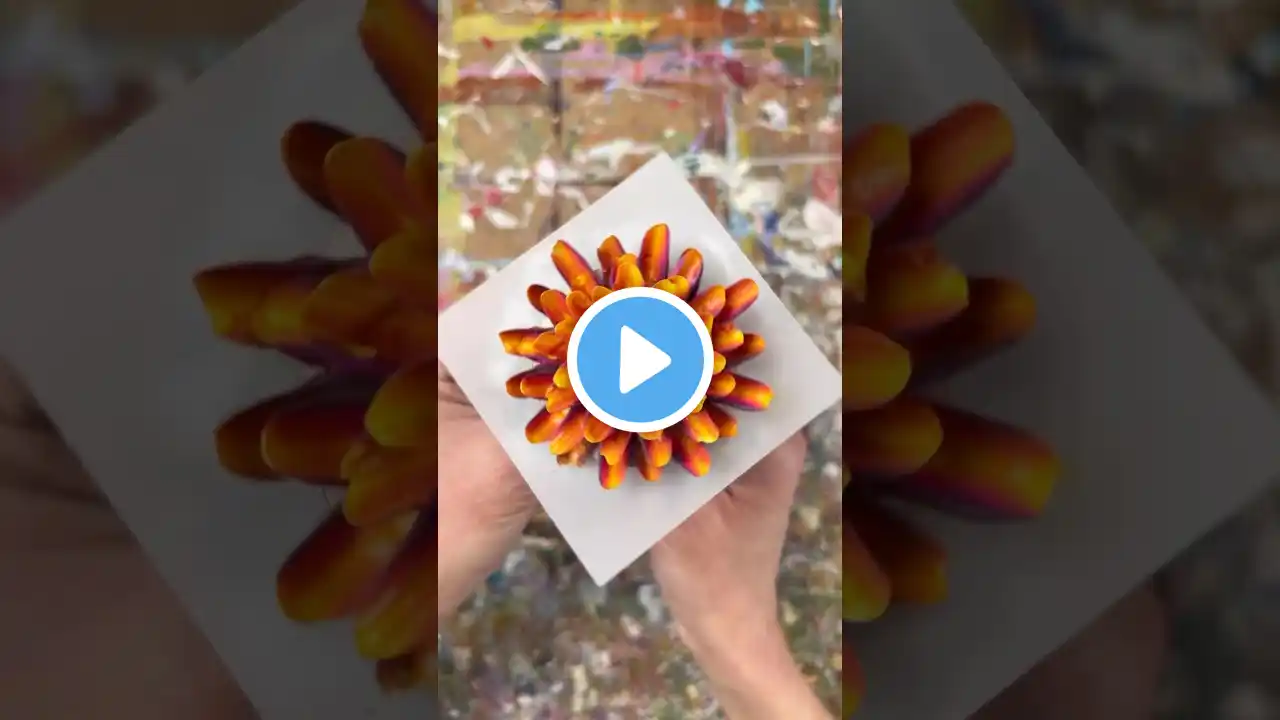 Watch this bold chrysanthemum bloom come to life with piping tips and paint! #texturedart #floraart