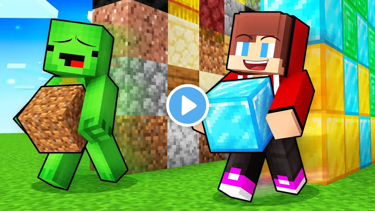 JJ and Mikey: POOR vs RICH Mine Blocks Battle in Minecraft - Maizen