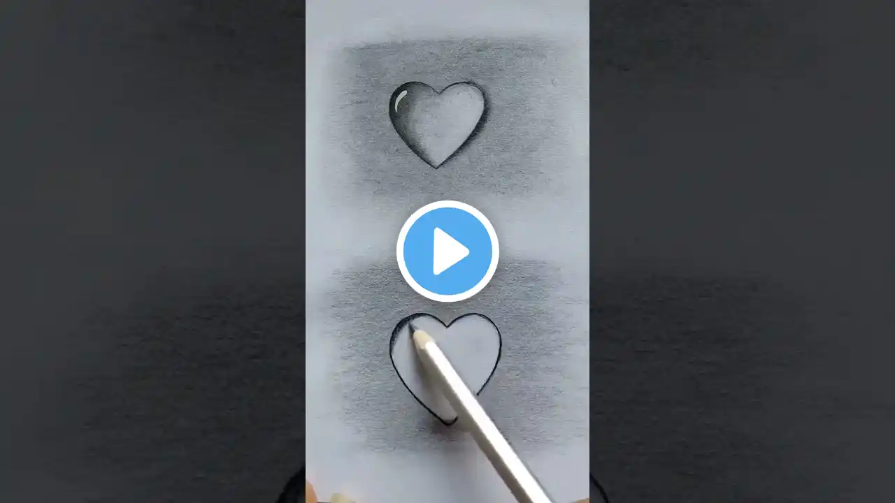 How to draw easy 3D heart water drop / pencil drawing #shorts