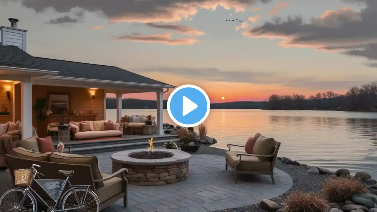 Peaceful Lakefront Ambiance | Morning Fire, Gentle Waves & Birds {Relaxing escapes, Daily Peace