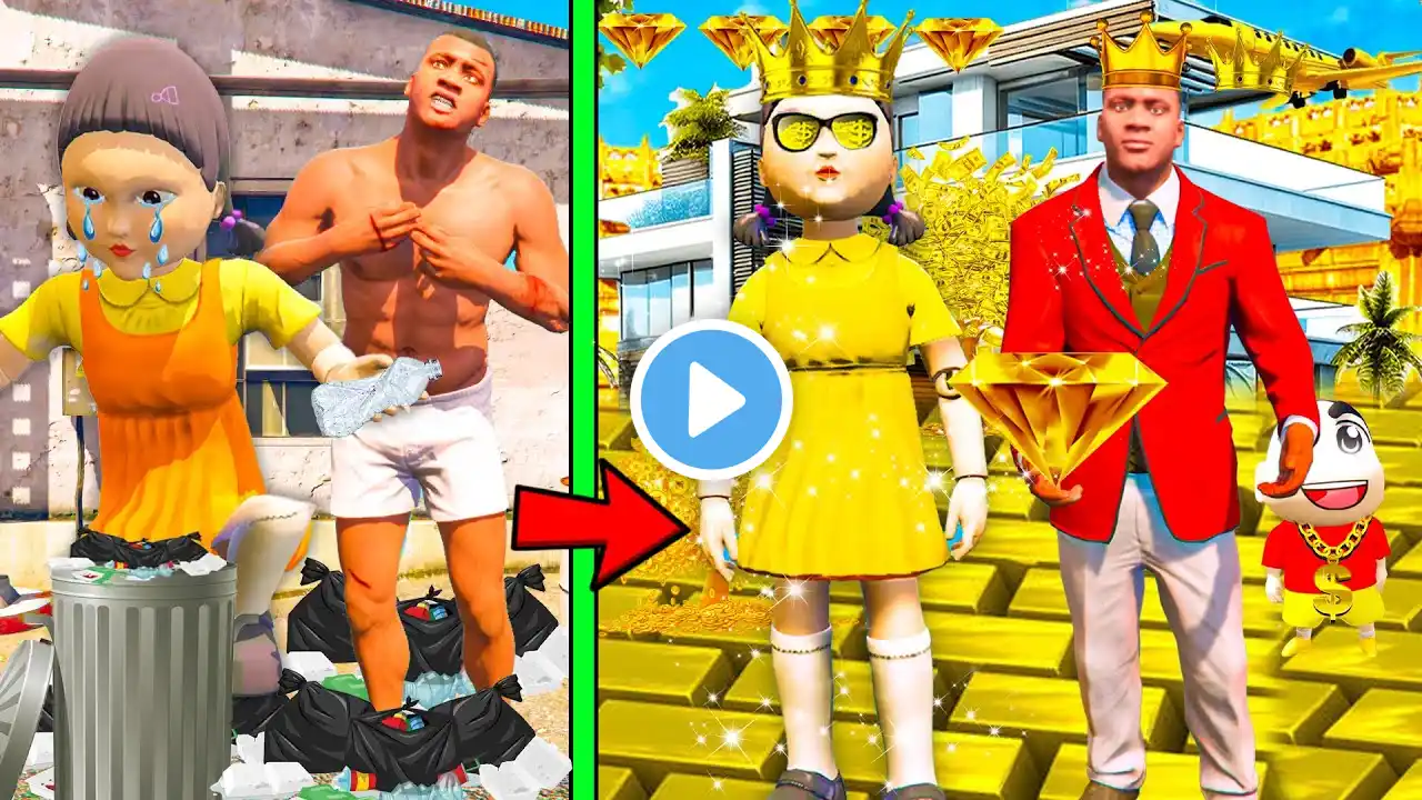 Shinchan & Franklin Change Their Poorest Life To Richest Life With Squid Game Doll In GTA 5!