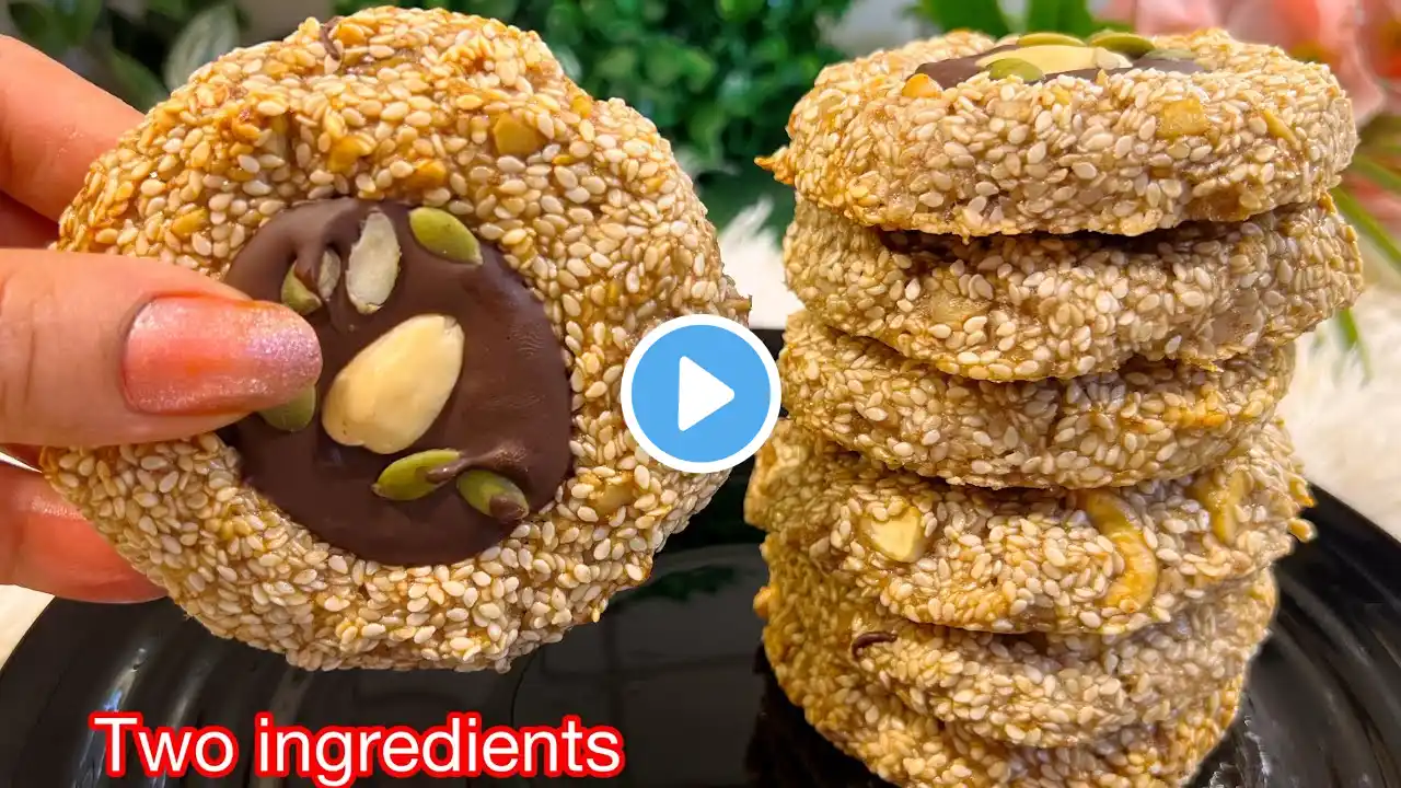 Gluten Free Only 2 ingredients - Weight Loss Cookies | Sesame Seeds & Walnuts