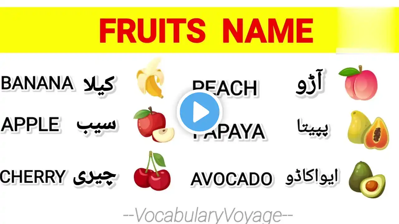 Fruits Name in English and Urdu |  Learn Fruits Vocabulary with Pictures