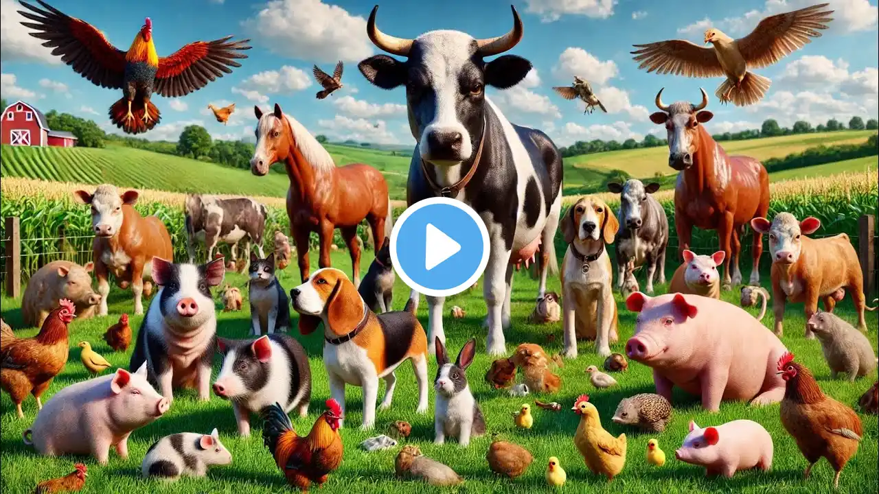 Cute Small Animal Sounds : Cat, Chicken, Dog, Cow, Sheep, Horse, Rabbit, Duck, Pig - Animal Moments