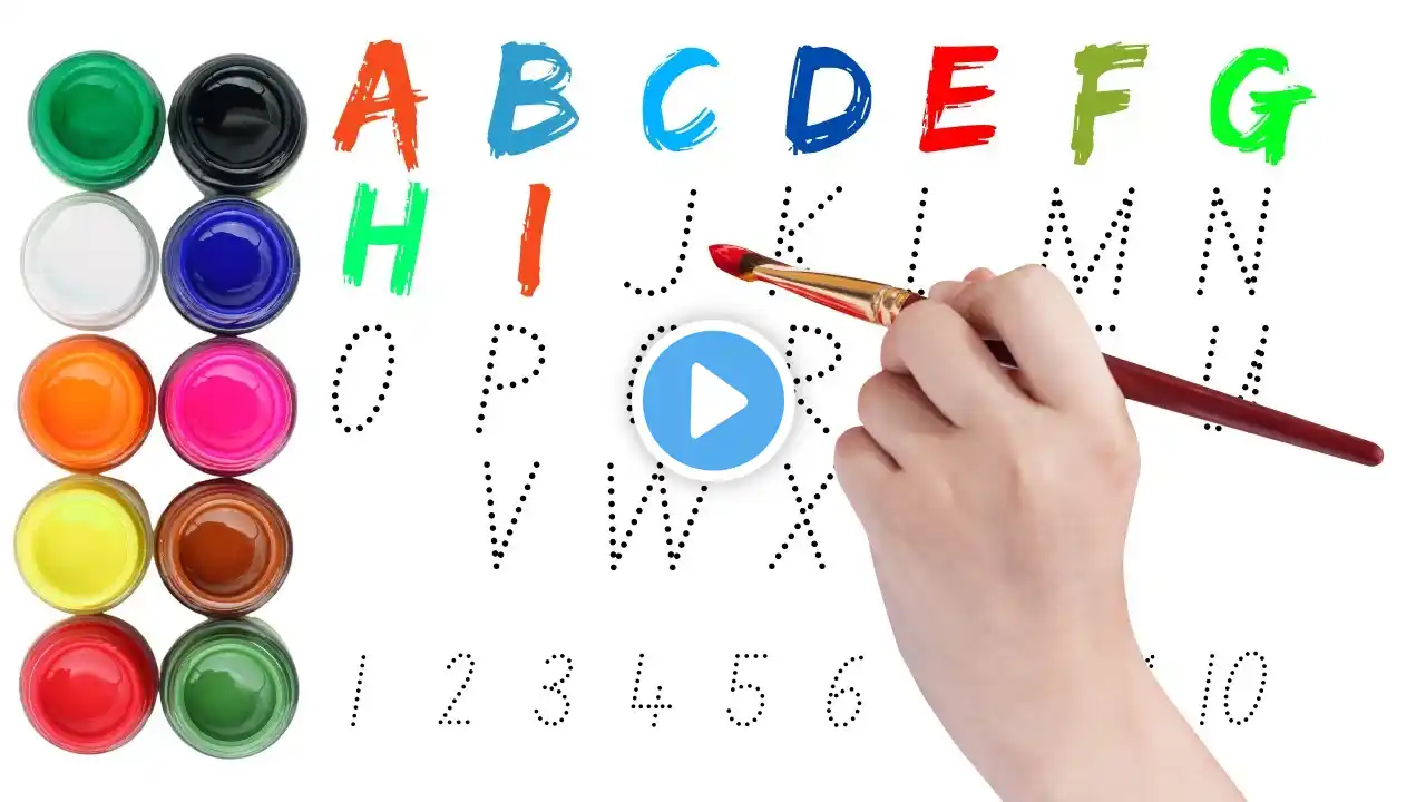 ABCDEFGHIJKLMNOPQRSTUVWXYZ || 1234567890 || How to Draw and Paint ABC & 123 for Kids