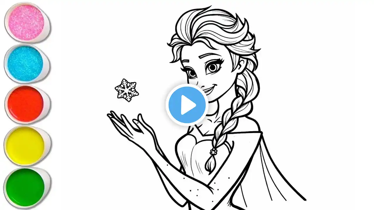 Beautiful Elsa Frozen Drawing for kids, Painting & Coloring for kids, Toddlers | Let's Draw Together