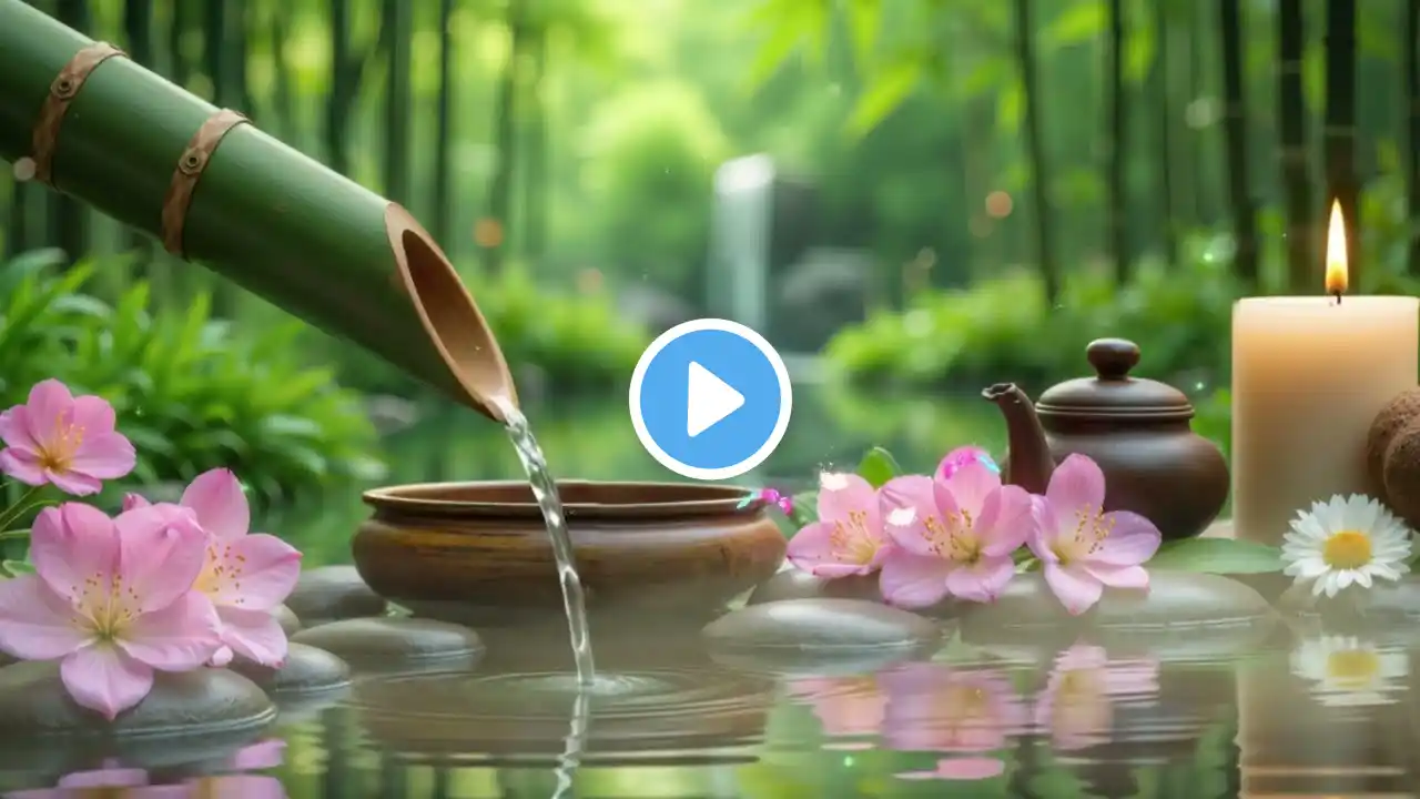 Relaxing Meditation Music + Bamboo Water Fountain 🎍 Mind, Body & Soul Healing, Stress Relief