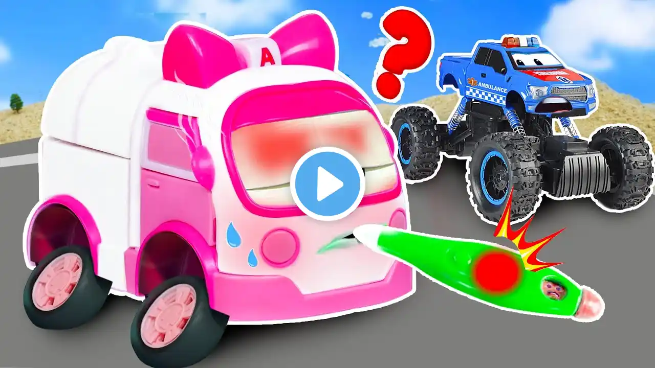 Ambulance is Sick! Monster Truck Rescue Mission | Zambo Color Toys