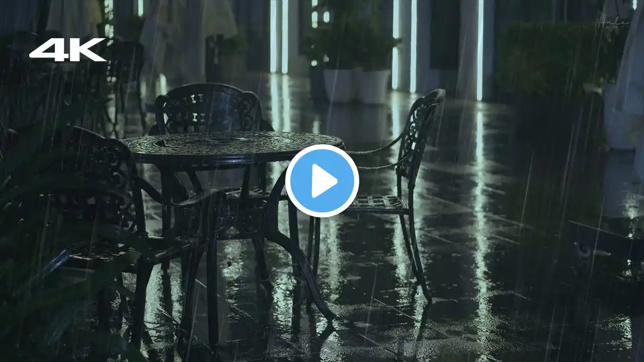 Relaxing Rain Sounds on a Corridor – Cozy Night Ambience with Rain & Streetlights Reflection