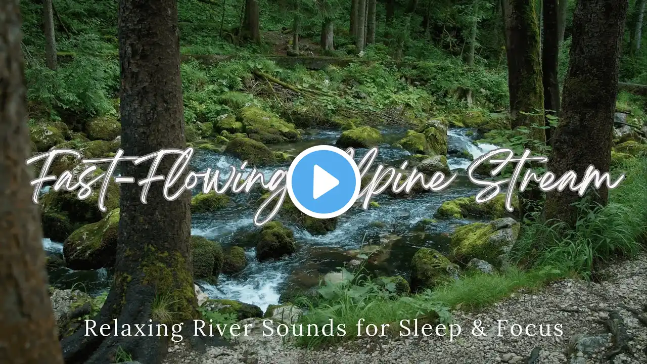 🌊 Fast-Flowing Alpine Stream | Relaxing Mountain River Sounds for Sleep, Study & Meditation