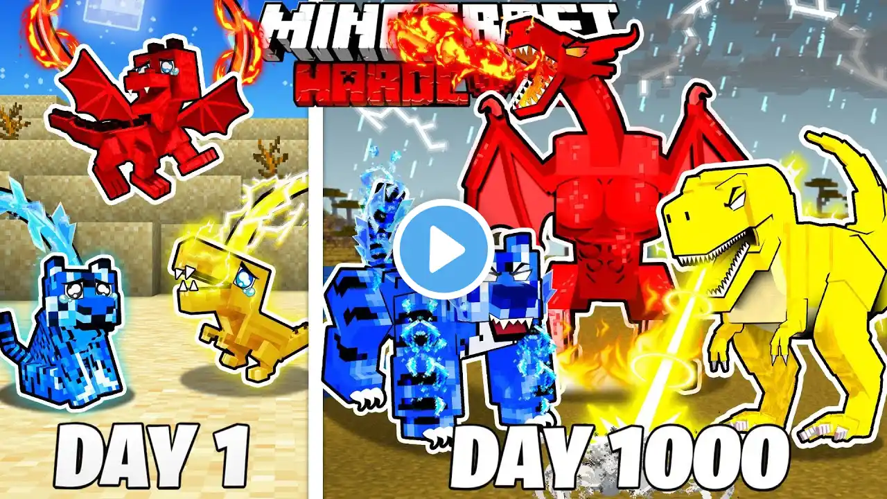 I Survived 1000 Days As ELEMENTAL MONSTERS in HARDCORE Minecraft! (Full Story)