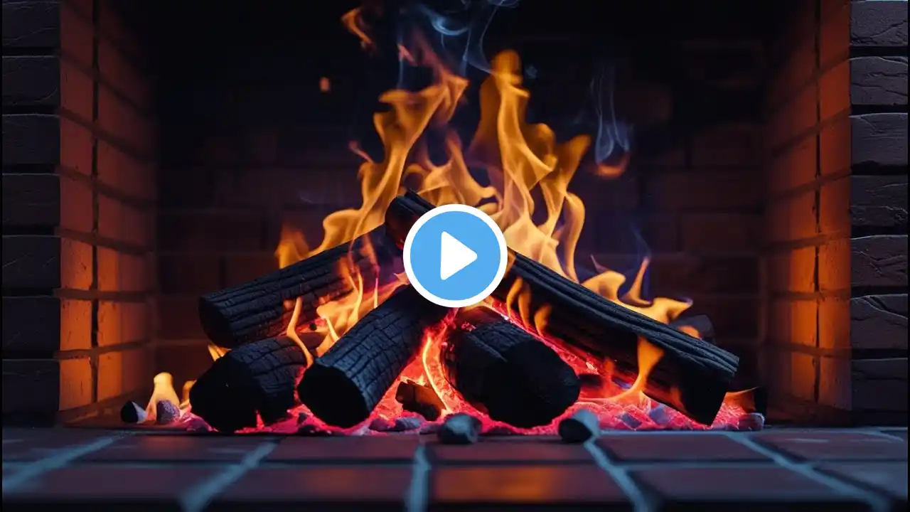 Crackling Fireplace with Thunder, Rain and Howling Wind Sounds (HD)