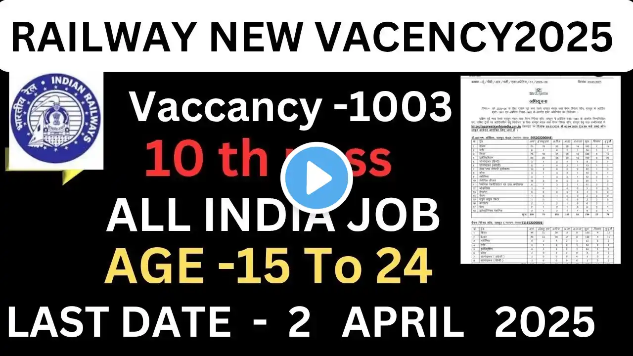 Railway new vacancy 2025 | RRC SECR IIT VACANCY 2025.