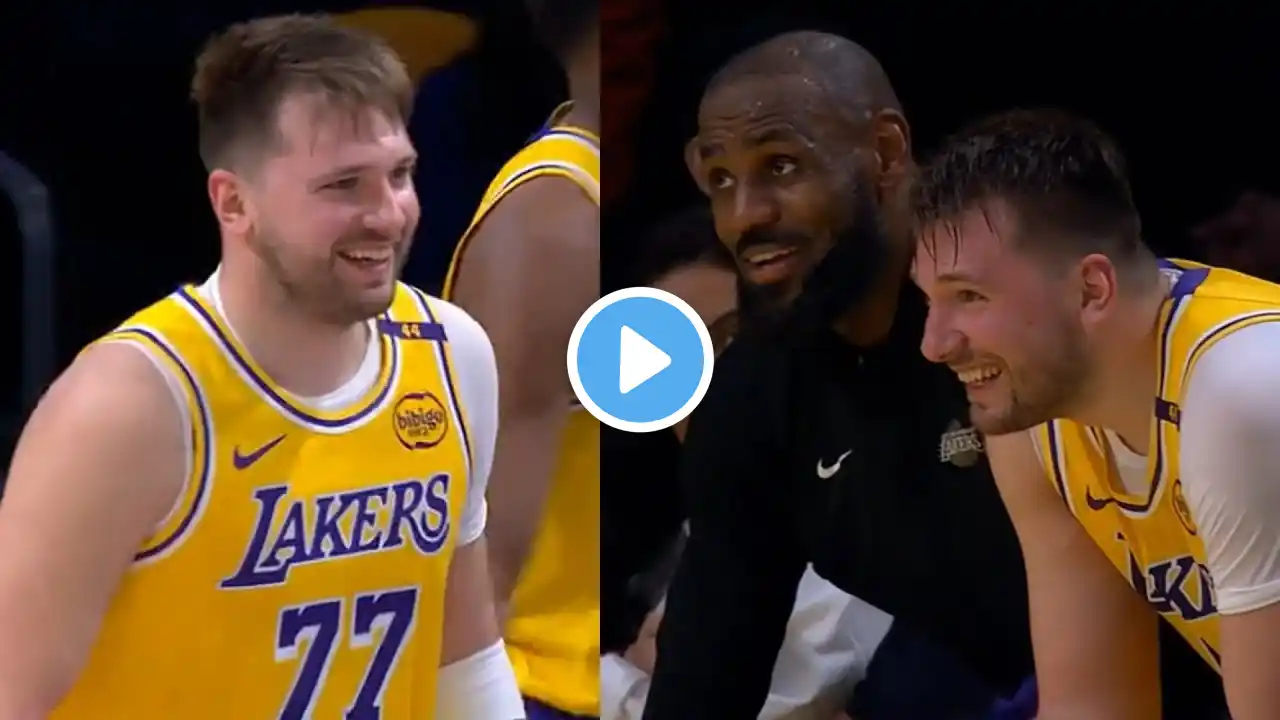 Luka Doncic Lakers Debut Highlights - laughs with LeBron James while up BIG