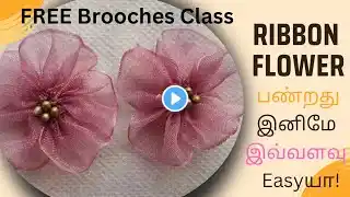 Ribbon Flower / How to make ribbon Flowers / Easy making with needle / Amazing Ribbon Tricks