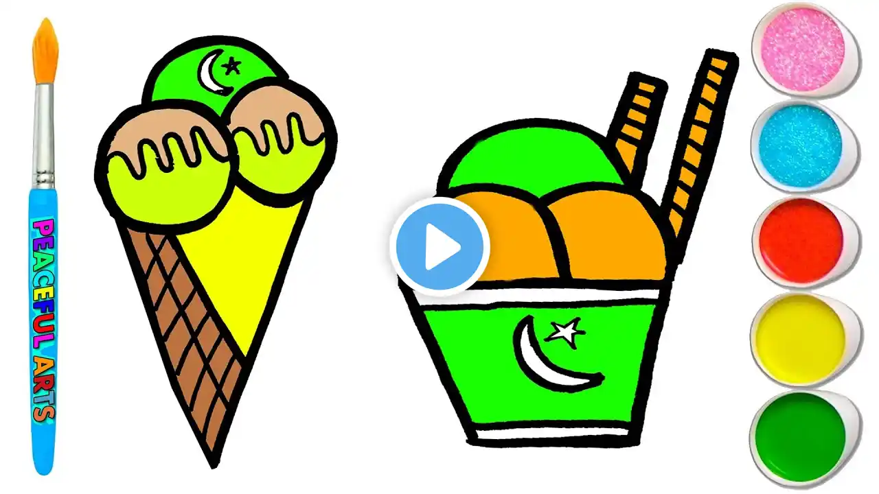 Let's Draw and Paint Ice Cream Etc Easily Together | Painting, Drawing,colouring for Toddlers & Kids