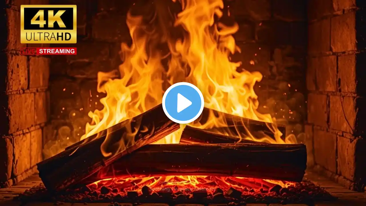 THE MOST Beautiful/Relaxing Fireplace 4K & Jazz Music🔥Spend Perfect Retreat Ambience by the Fireside