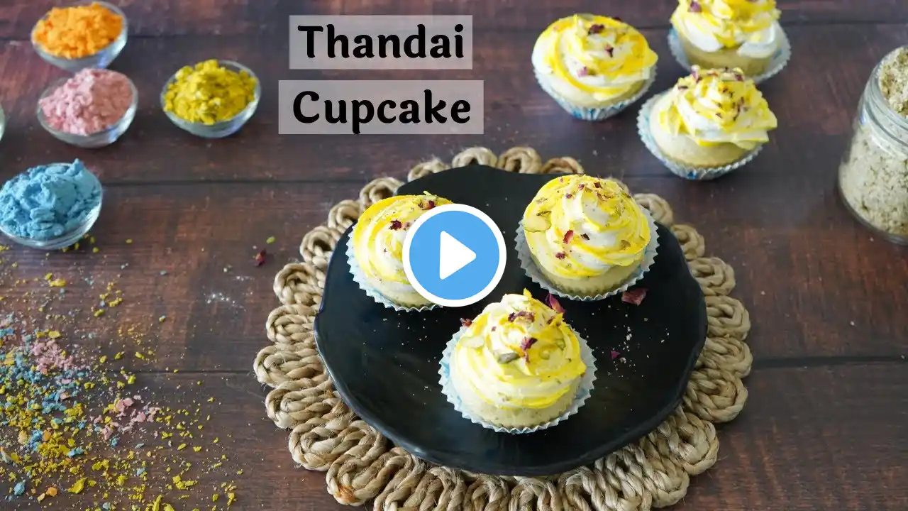 Thandai Cupcake Recipe | Simple and Easy Eggless Thandai Cupcake | Holi Special Thandai Cupcake