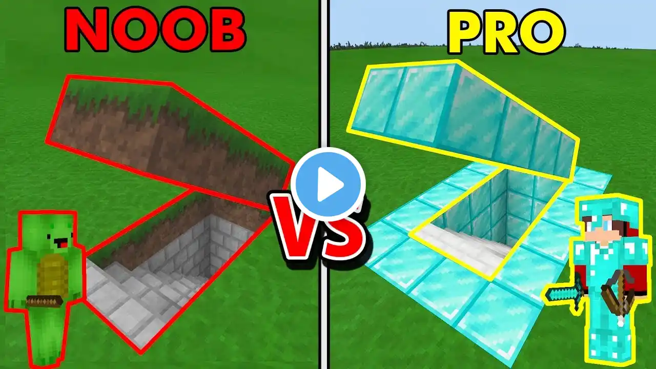 Minecraft NOOB vs PRO: Secret Bunker BUILD CHALLENGE