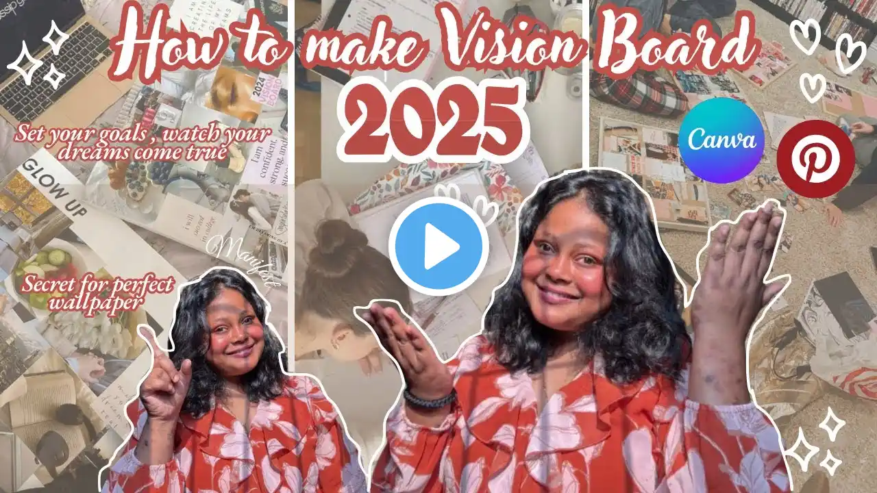 Vision Board 2025 | How to make Vision board | Step to step guide | Canva | Pinterest #visionboard