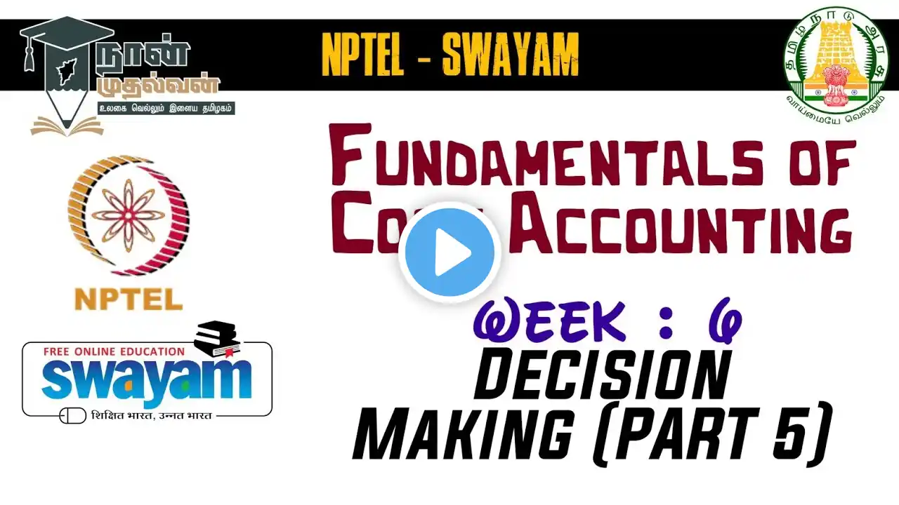 NPTEL - Fundamentals of Cost Accounting :: Week 6 :: Decision Making - Part V : Swayam