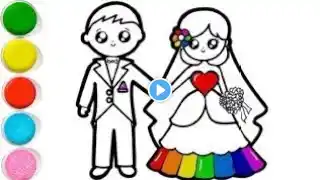 Cute Bride And Groom Drawing, Painting & Colouring For Kids and Toddlers||Bride Groom Drawing