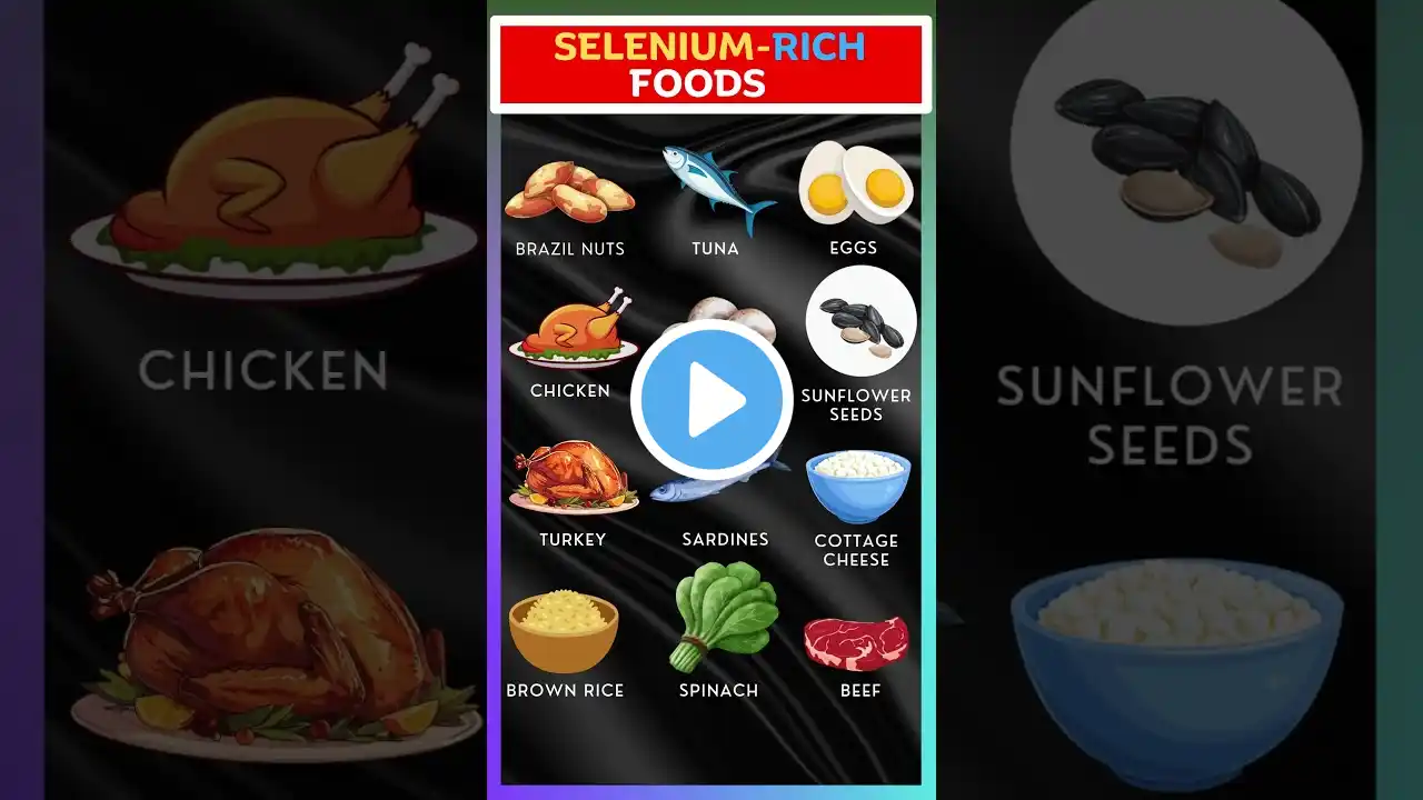 Top 12 Selenium-Rich Foods for Thyroid & Immunity Support 🥩🥚 #foods #vitamin #shorts