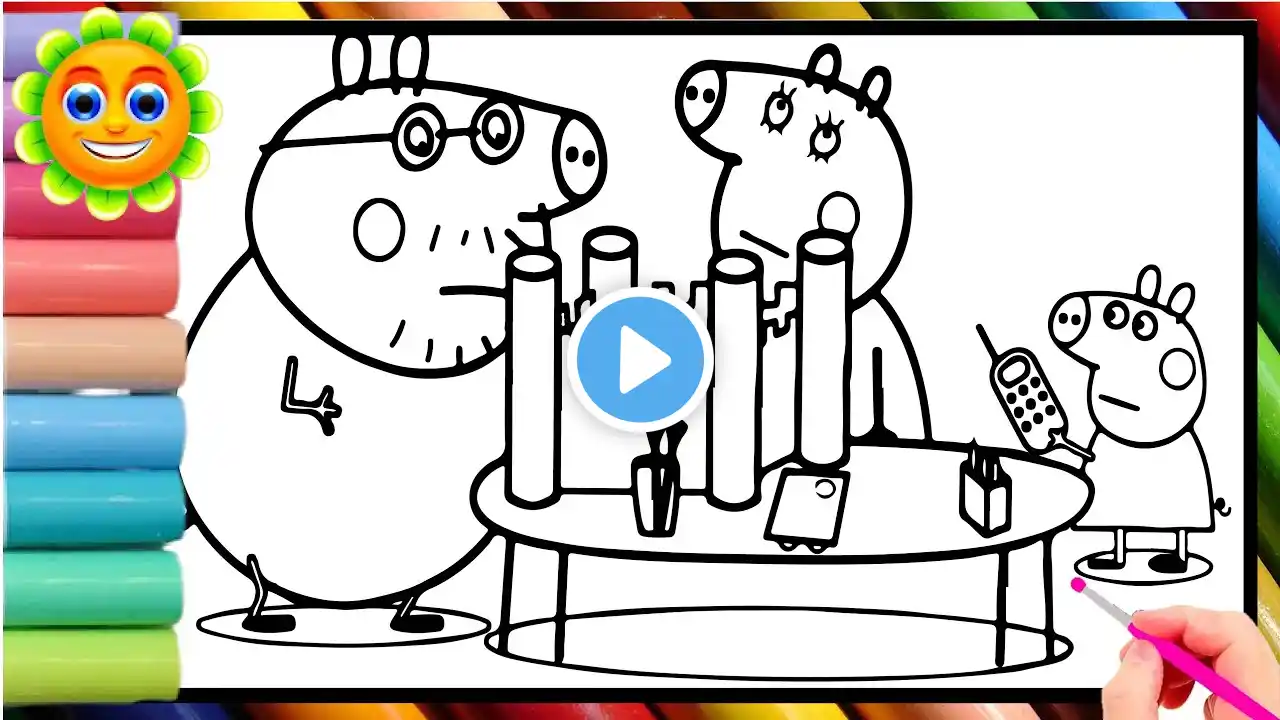 Drawing and Coloring Peppa Pig make school project || Learn To Color ||  Peppa Pig Coloring Book