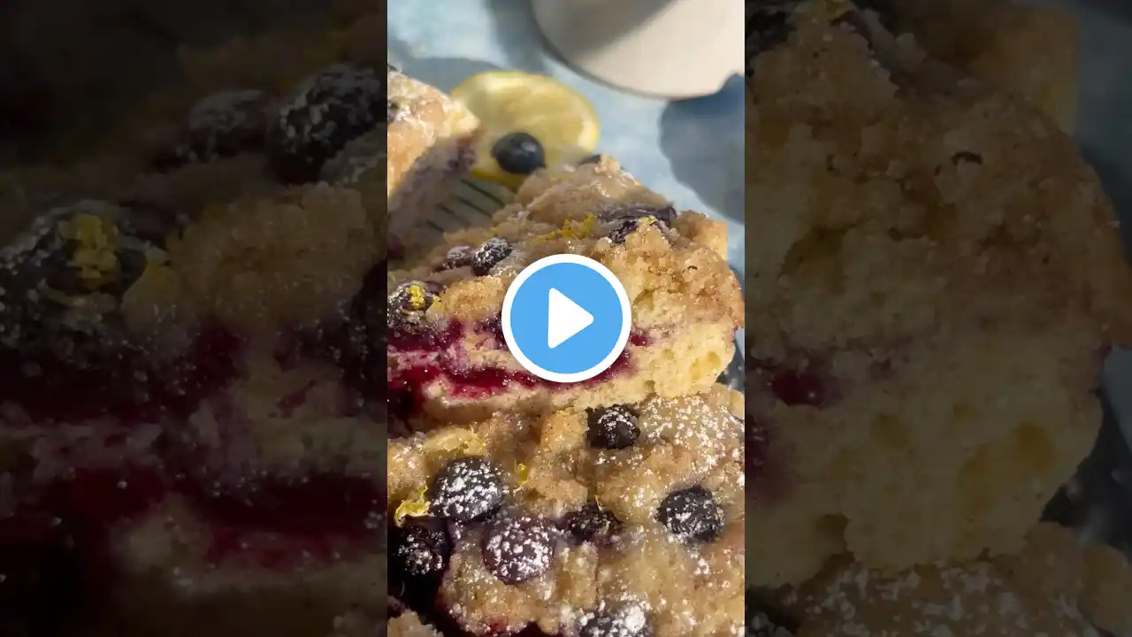 Blueberry + Lemon in a tender, moist Coffee Cake 🥳🫐 #shorts #cake