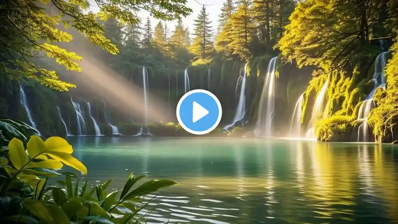 Escape to Nature for Study for Healing for Meditation Refreshing Waterfall and Birds Singing