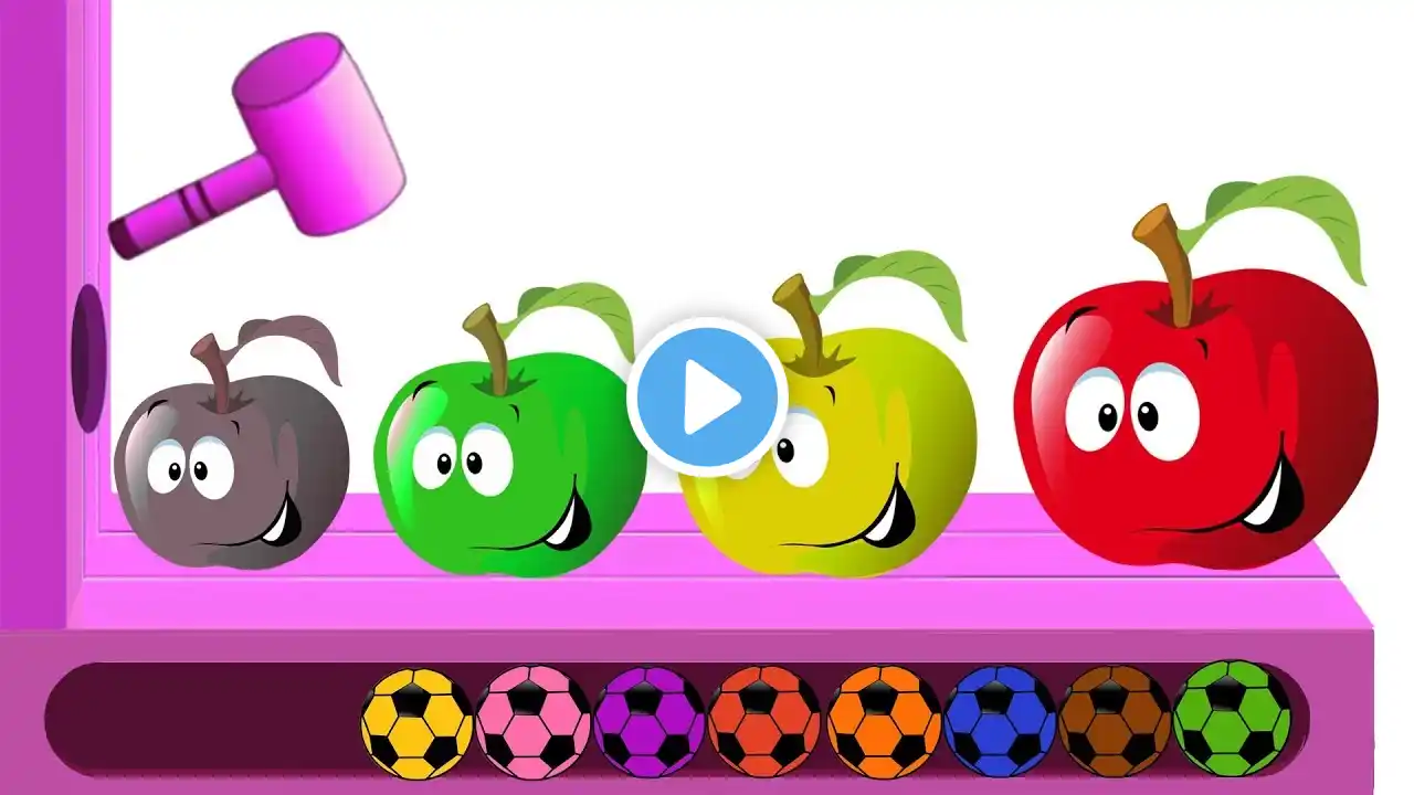 Learn Colors with Apple Fruits Soccer Balls Wooden Face Hammer Xylophone Soccer Balls For Kids