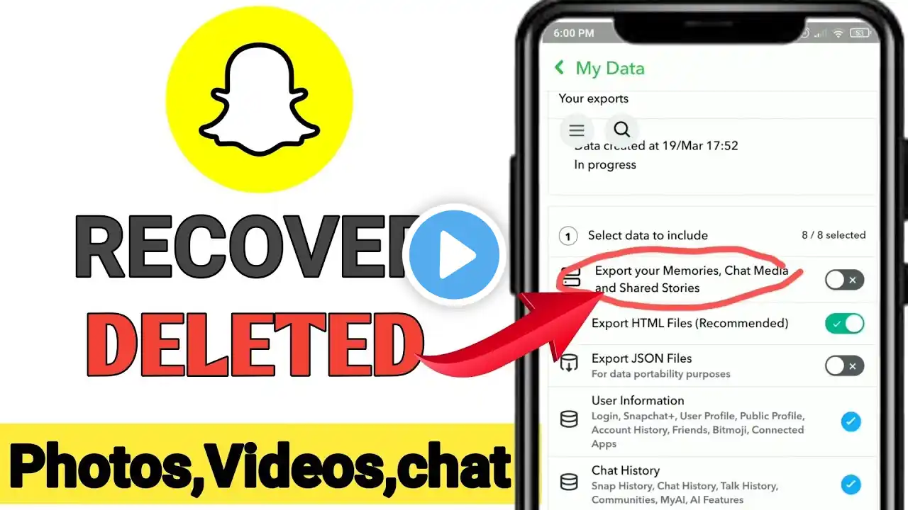 How to recover deleted photos videos & chats messages on Snapchat 2025 | Restore all Snapchat data