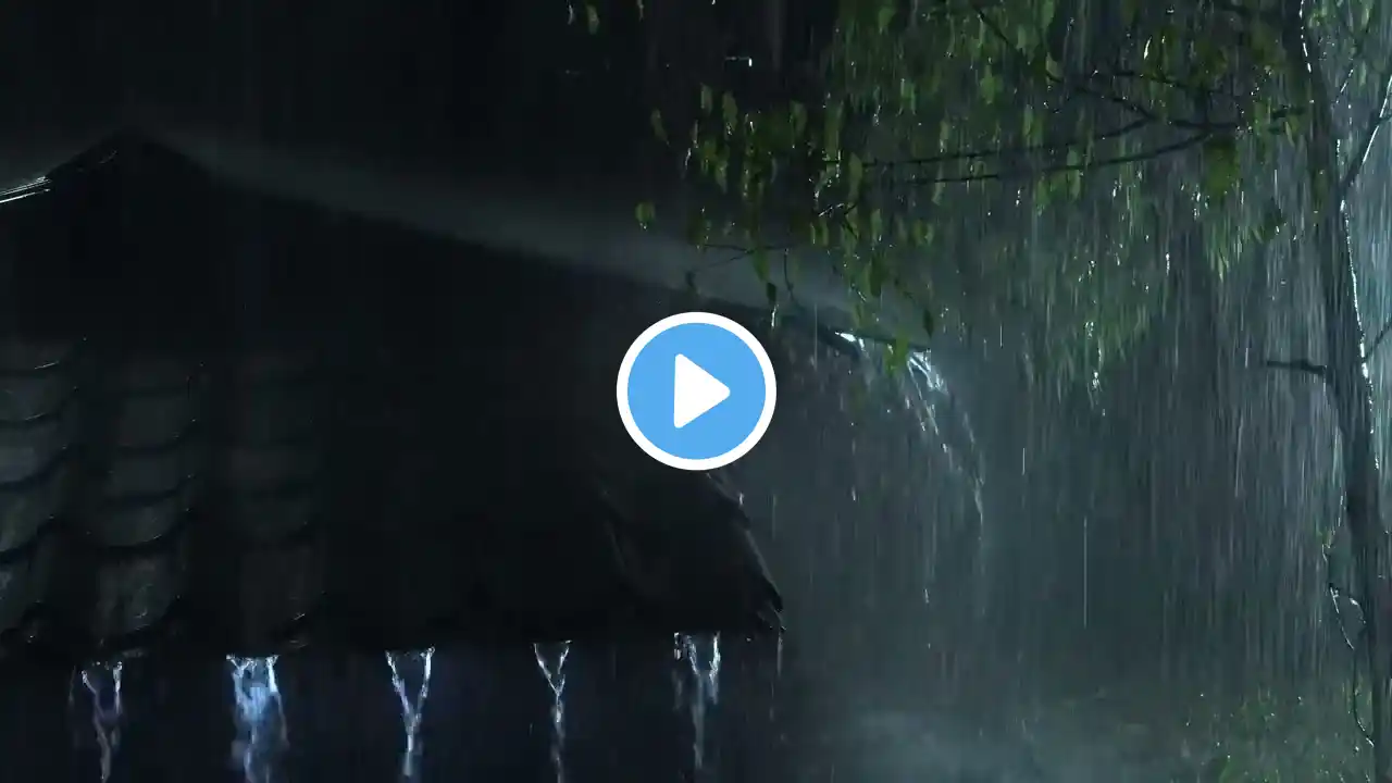 Sleep Instantly in 10 Minutes with Heavy Rain & Thunder Storm Sounds Around Forest House at Night