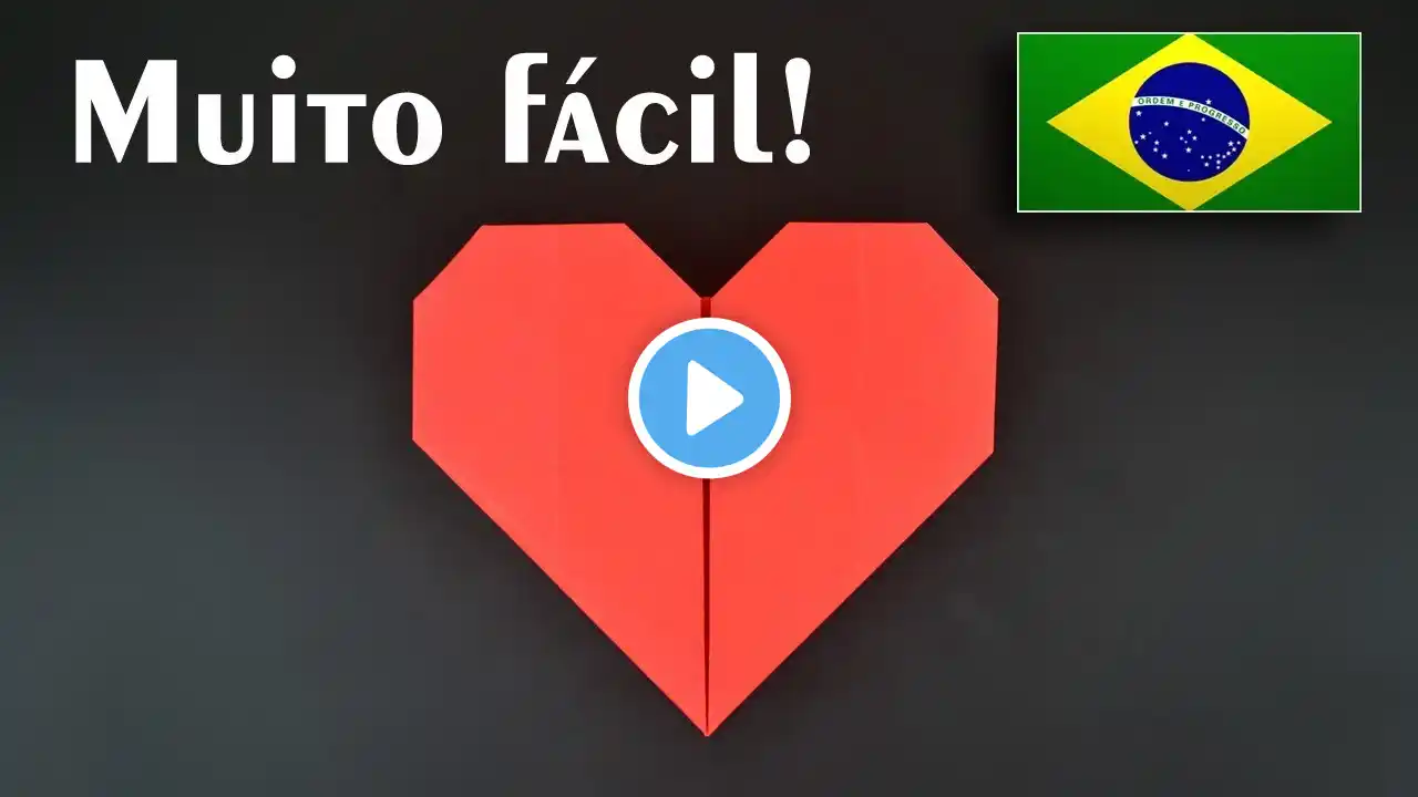 Origami de Coração mais fácil que existe! - Tutorial em Português BR