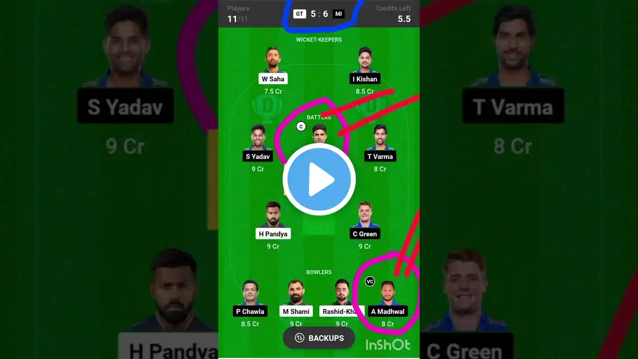 GT vs MI Dream 11 prediction#shorts #mi#srh#pk#gt#ipl#csk #dream11#ipl2023,#trending#viratkohli