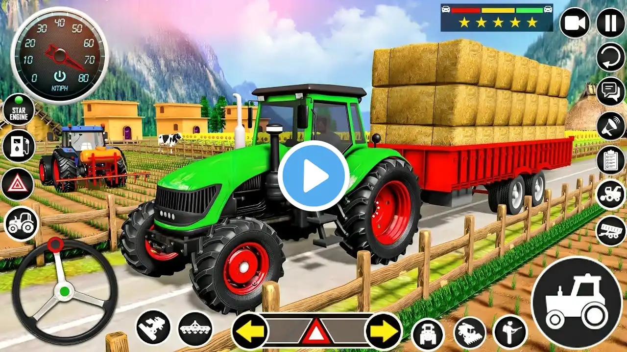 Cargo Tractor Trolley Offroad Simulator - Heavy Farming Transporter Driving Android GamePlay