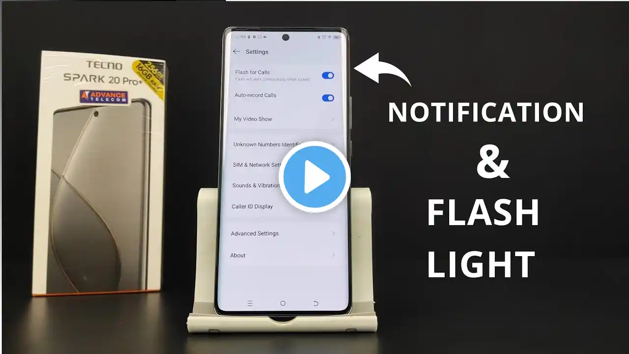 How To Set Calls & Notification Light Tecno Spark 20 Pro Plus |