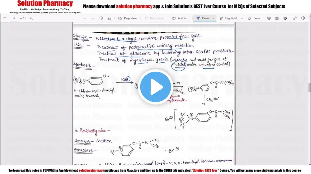 Class (38) Cholinergic Agents (Part 02) Cholinergic Reactivator | Medicinal Chemistry 01