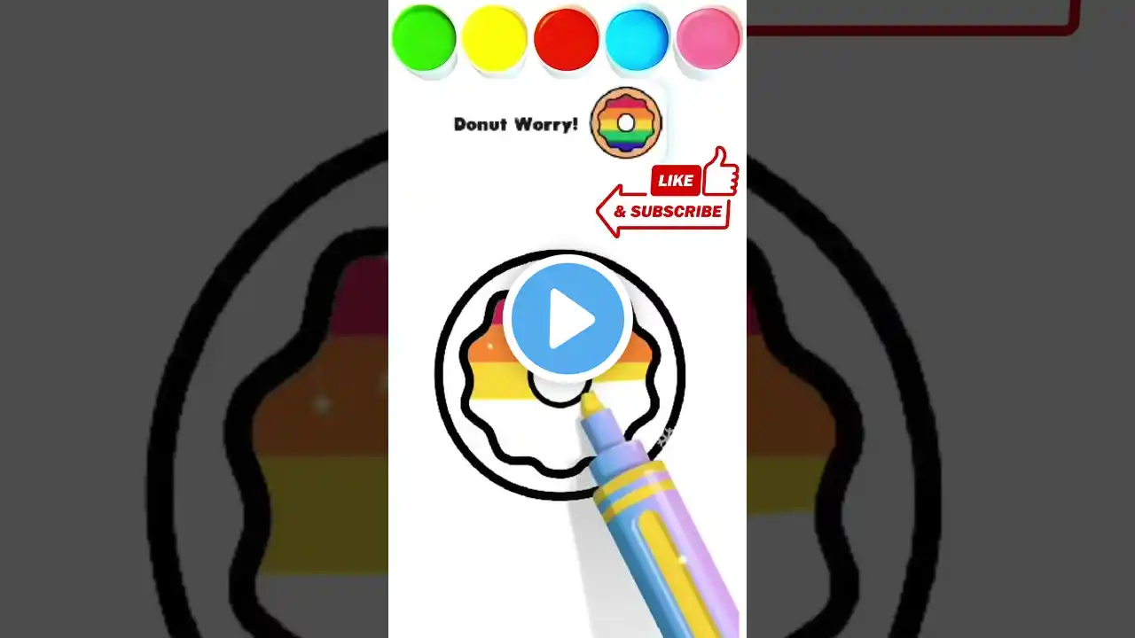 Draw Color Cute 'Donut Worry' 🍩🎨 #drawingtutorial #drawingforkids #drawing #donuts #cute #art #kids