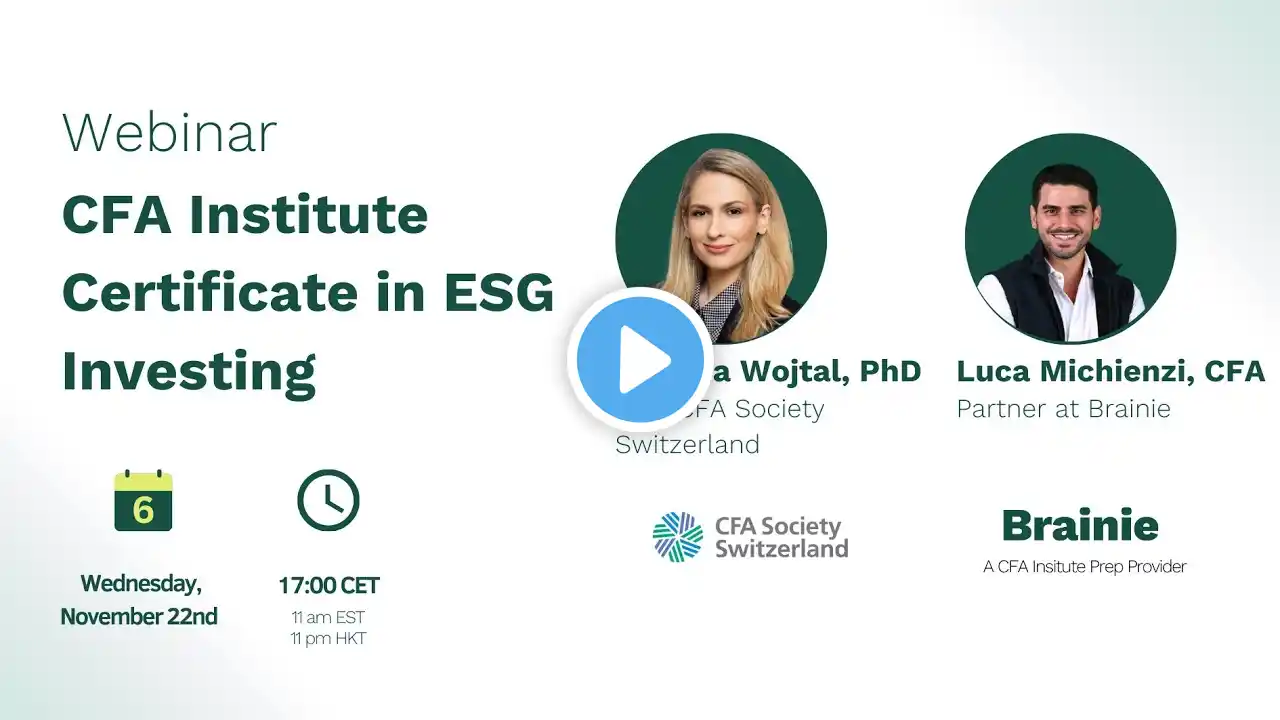 CFA ESG Webinar - Co-hosted by CFA Society Switzerland