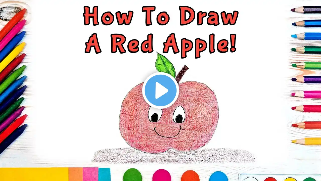 How To Draw A Red Apple! (Art For Kids!) - Easy Step By Step Beginner Drawing Lesson! Art Lessons!