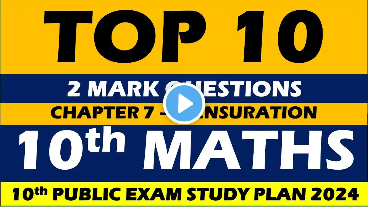 10th Std Maths Public Exam 2024 | Top 10 2 mark important question | Chapter 6 MENSURATION |