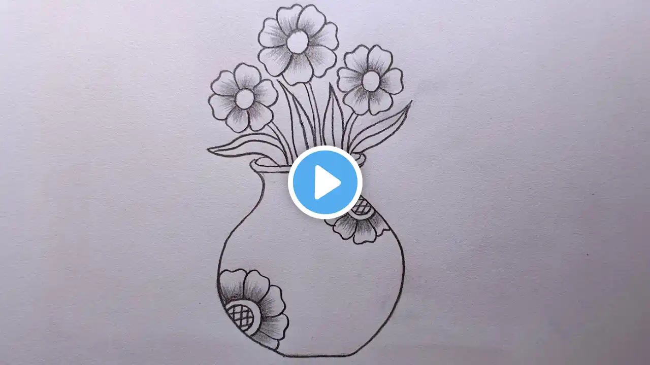 Flower pot drawing easy| Flower Vase drawing| How to draw Flower pot steps | Pencil Drawing easy