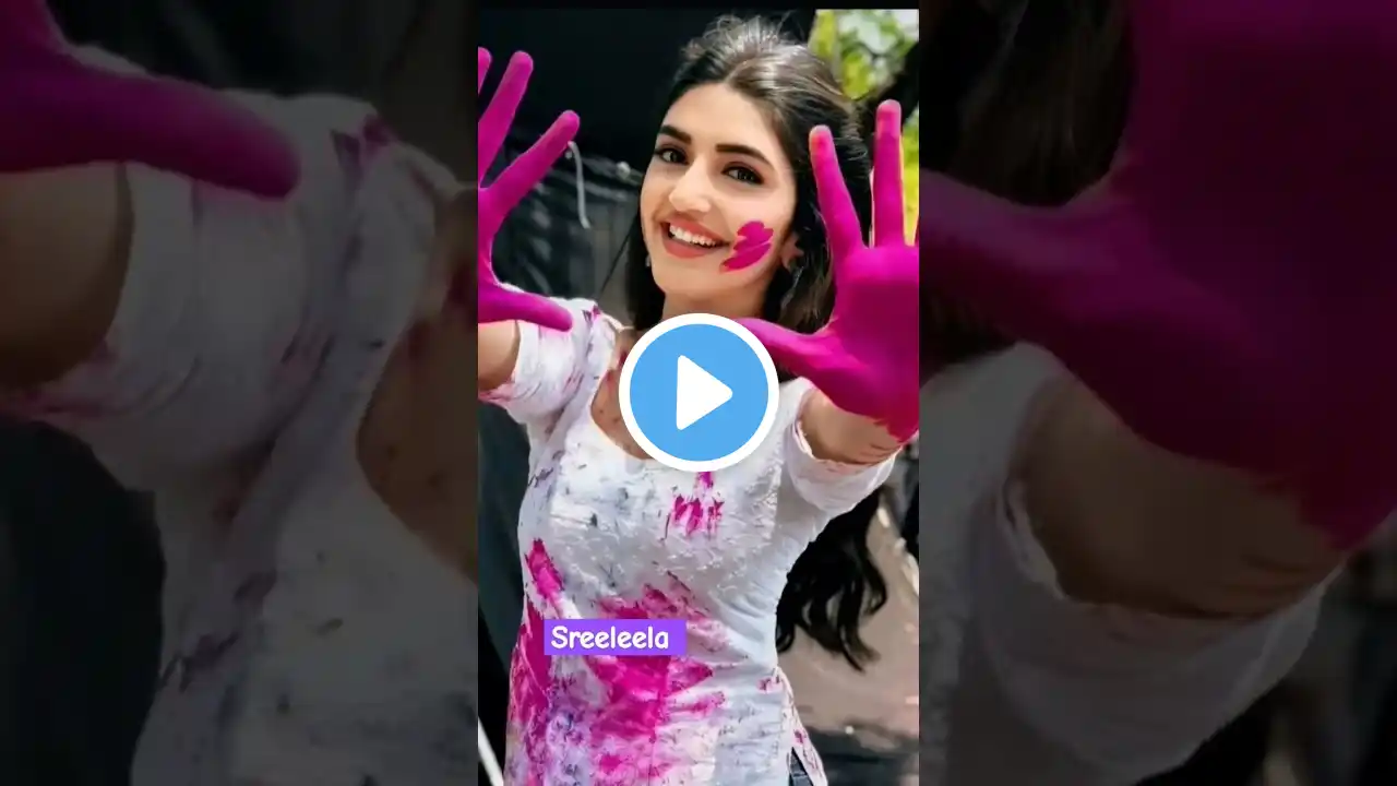 happy holi sreeleela so cute actress #love #trending #dance #shorts_ #sreeleela #masti