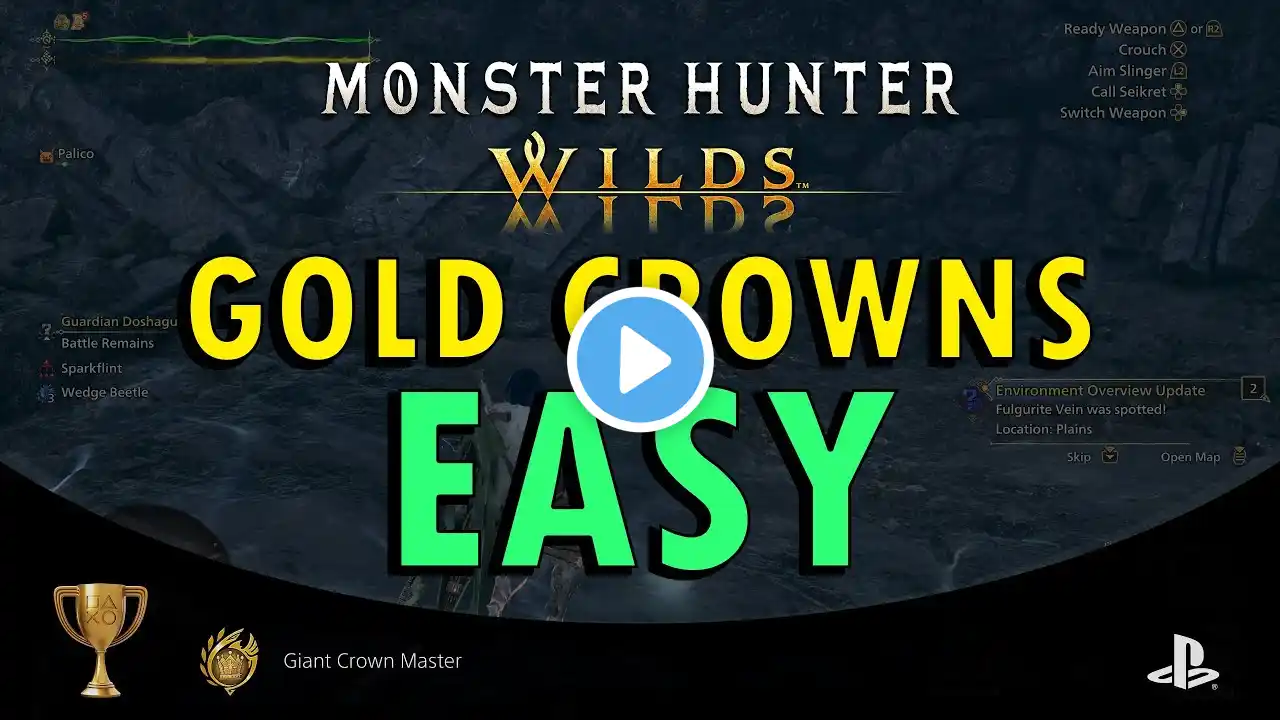 Monster Hunter Wilds – How to Get Gold Crowns Fast | Crown Master Trophy Guide (With Commentary)